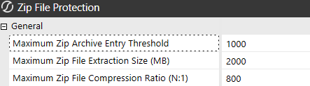 Zip File Protection fields